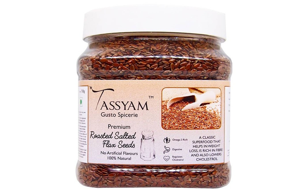 Tassyam Premium Roasted Salted Flax Seeds Glass Jar 600 Grams Reviews